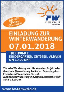 Freie Wähler Fernwald laden zur Winterwanderung
